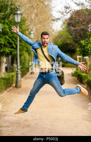 Young man jumping Stock Photo