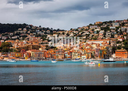 France, French Riviera, Cote d'Azur, Villefranche sur Mer, Old Town at Mediterranean Sea Stock Photo