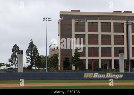 The Mid-Coast Trolley extension under construction in San Diego, California's University Town Center and UCSD region. June 23, 2018. Stock Photo