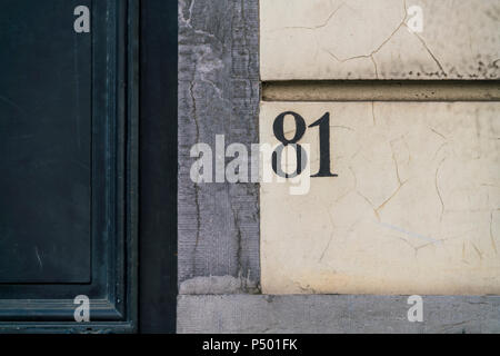 House number on facade Stock Photo