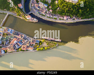 Germany, Bavaria, Passau, confluence of three rivers, Danube, Inn and Ilz Stock Photo