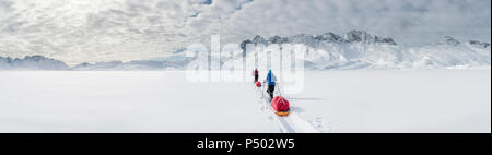 Greenland, Schweizerland Alps, Kulusuk, Tasiilaq, ski tourers Stock Photo