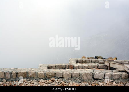 abstract view of the haze and stone steps. Stock Photo