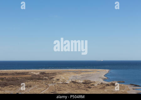 'Grenen' is the northernmost point in Jutland, Denmark. It is a sandy point that slowly changes position due to ocean currents. Good bathing beaches,  Stock Photo