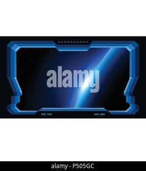 futuristic window planet view Stock Vector