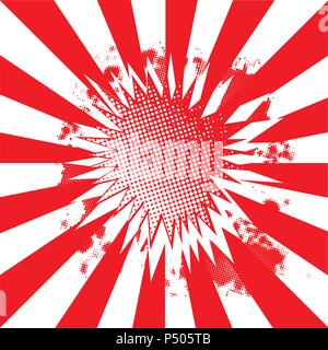 A bright red and white abstract explosive burst of color ray style background Stock Vector
