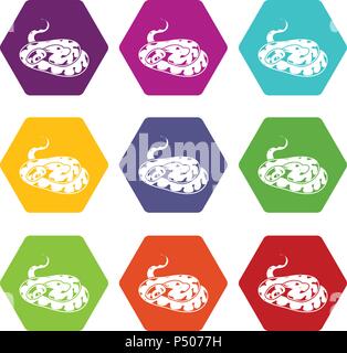 Snake icons set 9 vector Stock Vector