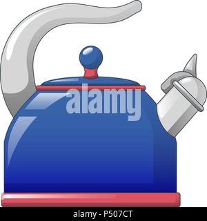 Blue kettle icon, cartoon style Stock Vector