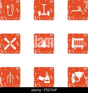 Energy return icons set, grunge style Stock Vector