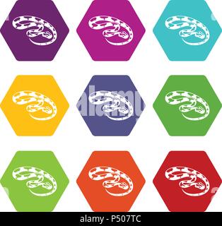 King snake icons set 9 vector Stock Vector