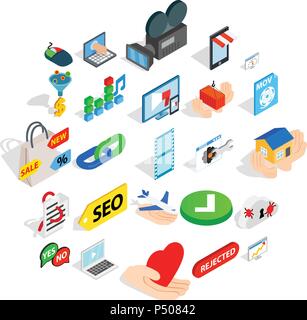 Informative icons set, isometric style Stock Vector