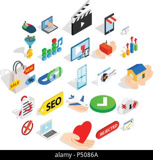 Precaution icons set, isometric style Stock Vector