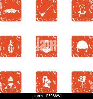 Religious warfare icons set, grunge style Stock Vector