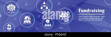 People Working Together - Fund Different Online Ideas with Money Icon Set Web Header banner Stock Vector