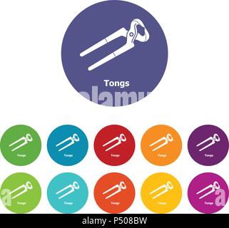 Tongs icons set vector color Stock Vector