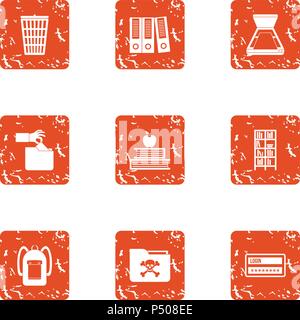 Programmer training icons set, grunge style Stock Vector