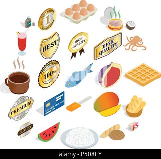 Dish icons set, cartoon style Stock Vector