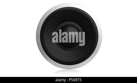 Music concept. Black sound speaker isolated on white background. 3d illustration Stock Photo