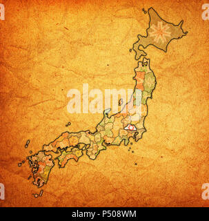 flag of saitama prefecture on map with administrative divisions and borders of japan Stock Photo