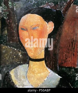 Amedeo Modigliani (1884-1920). Italian painter and sculptor. Woman with a velvet neckhand, 1915.  Museum Orangerie. Paris. France. Stock Photo