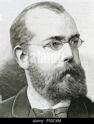 Robert Koch (1843-1910). German physician. Engraving. Stock Photo