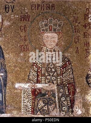 Empress Irene (1088-1134). Byzantine empress. Mosaic of the South Gallery. Hagia Sophia. Istanbul. Turkey. Stock Photo