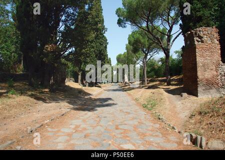 Roman Art. The Appian Way connecting Rome to Brindisi and Apulia. Republic era. 312 .B.C. Rome. Italy. Stock Photo