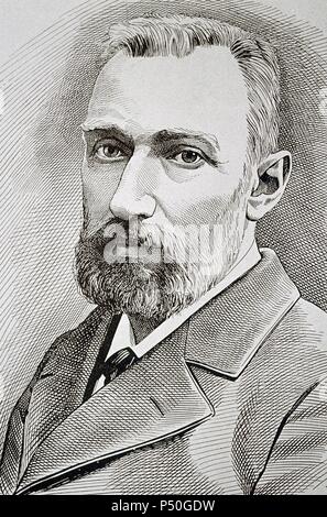 Pierre Curie (1859-1906). French physicist, a pioneer in crystallography, magnetism, piezoelectricity and radioactivity. In 1903 he received the Nobel Prize in Physics with his wife, Maria Salomea Sklodowska-Curie, and Henri Becquerel. Stock Photo
