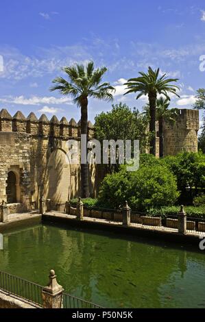 Moorish style gardens of The Christian Kings Alcazar. 14th century. Cordoba. Andalusia. Spain. Stock Photo