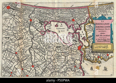 1747 La Feuille Map of Amsterdam and Vicinity, the Netherlands - Geographicus - Amstellande-ratelband-1747. Stock Photo