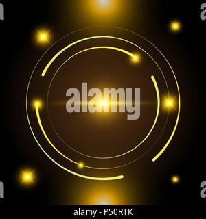 Golden glowing light hi-tech background, stock vector Stock Vector