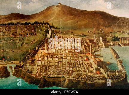 Dubrovnik. Map of the city before the earthquake of 1667. Croatia. Stock Photo