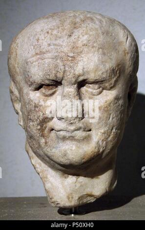 Vespasian (Titus Flavius Vespasianus) (9-79). Roman Emperor (69-79). Founder of the Flavian dynasty. Busto. Found in the Tiber. Palazzo Massimo. National Roman Museum. Rome. Italy. Stock Photo