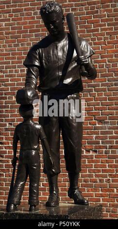 Theodore Samuel 'Ted' Williams (1918- 2002). Nicknamed 'The Kid'. American professional baseball player and manager. Monument. Boston. Massachusetts. United States. Stock Photo