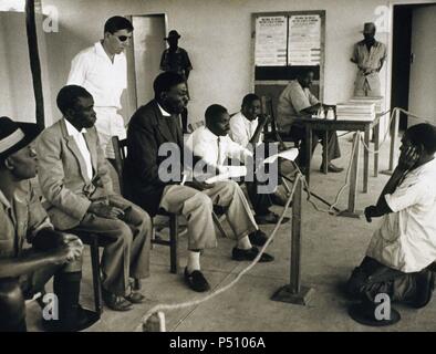 Elections in Northern Rhodesia, 1963. Won by the United National Party of Independence whose president was Kenneth Kannda. On October 24, 1964 Northern Rhodesia became independent under the name of Zambia. Stock Photo