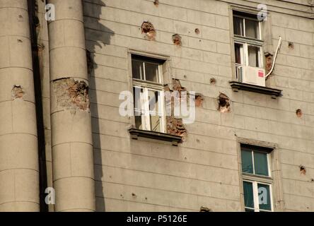 Serbia. Belgrado. Government buildings destroyed by the NATO bombing during the Yugoslavia war. Detail. Stock Photo