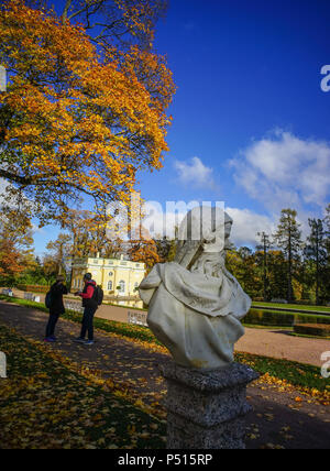 St Petersburg, Russia - Oct 7, 2016. Marble statue at Catherine Palace in Saint Petersburg, Russia. Stock Photo