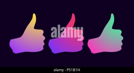 Silhouette of Hand with Gradients. Vector illustration of Digital Hand Projection with Thumb up Stock Vector