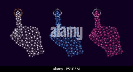 Technology Hand with line Connections, Plexuses and Knots. Vector illustration of Digital Hand Projection, which Touch by forefinger of Interface. Sil Stock Vector
