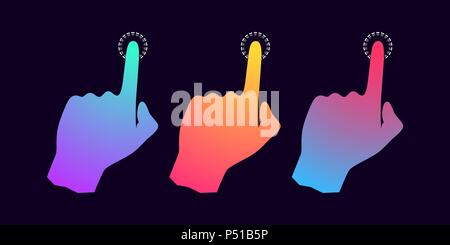 Silhouette of Hand with Gradients. Vector illustration of Hand Projection, which Touch by forefinger of Interface Stock Vector