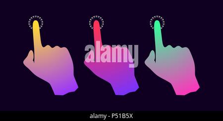 Silhouette of Hand with Gradients. Vector illustration of Hand Projection, which Touch by forefinger of Interface Stock Vector
