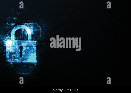 Digital security on a dark blue background. Stock Vector