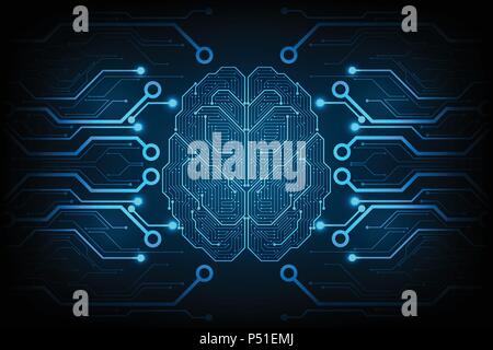 Electronic circuits in the form of the brain. Stock Vector