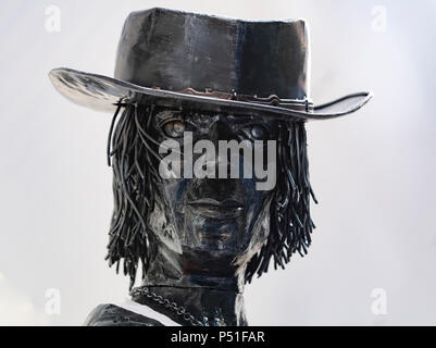 Michael Jackson sculpture on display in the Forge cafe/Shop/indoor showroom area at the British Iron Work Centre tourist attraction Stock Photo