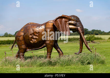 African Elelphant  sculpture on display at the British Iron Work Centre tourist attraction Stock Photo
