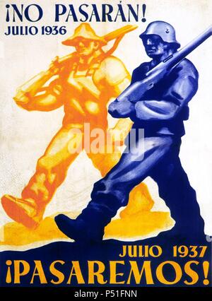 GUERRA CIVIL ESPAÑOLA (1936-1939). CARTEL PROPAGANDISTICO sobre la guerra. Stock Photo
