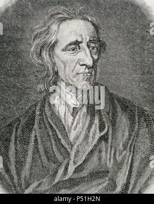 John Locke (1632-1704). English philosopher. Engraving, 1881. Stock Photo