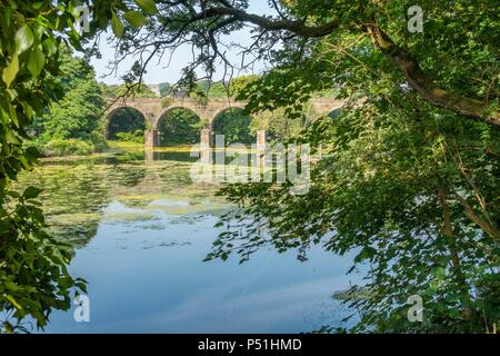 The railway viaduct over the Island lodge, which is now part of the Kirklees trail from Bury to Greenmount. Stock Photo
