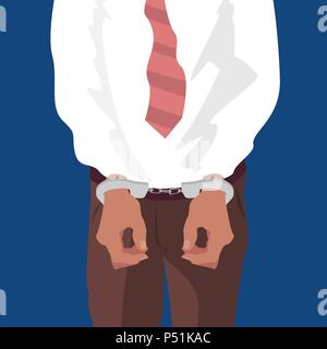 Close up hands of man in handcuffs Stock Vector