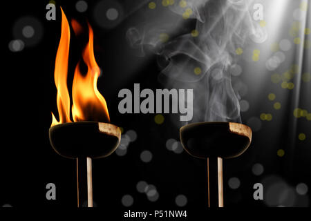close up shot of burning flaming torch. Stock Photo